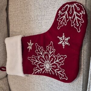 Red Velvet Pearl Snowflake Stocking